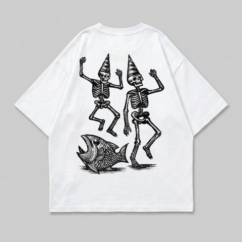 Dancing Skeletons Party Hats Fish Graphic T-Shirt product type