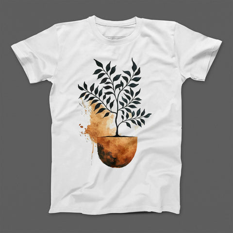 Abstract Potted Plant Artistic White T-Shirt Product