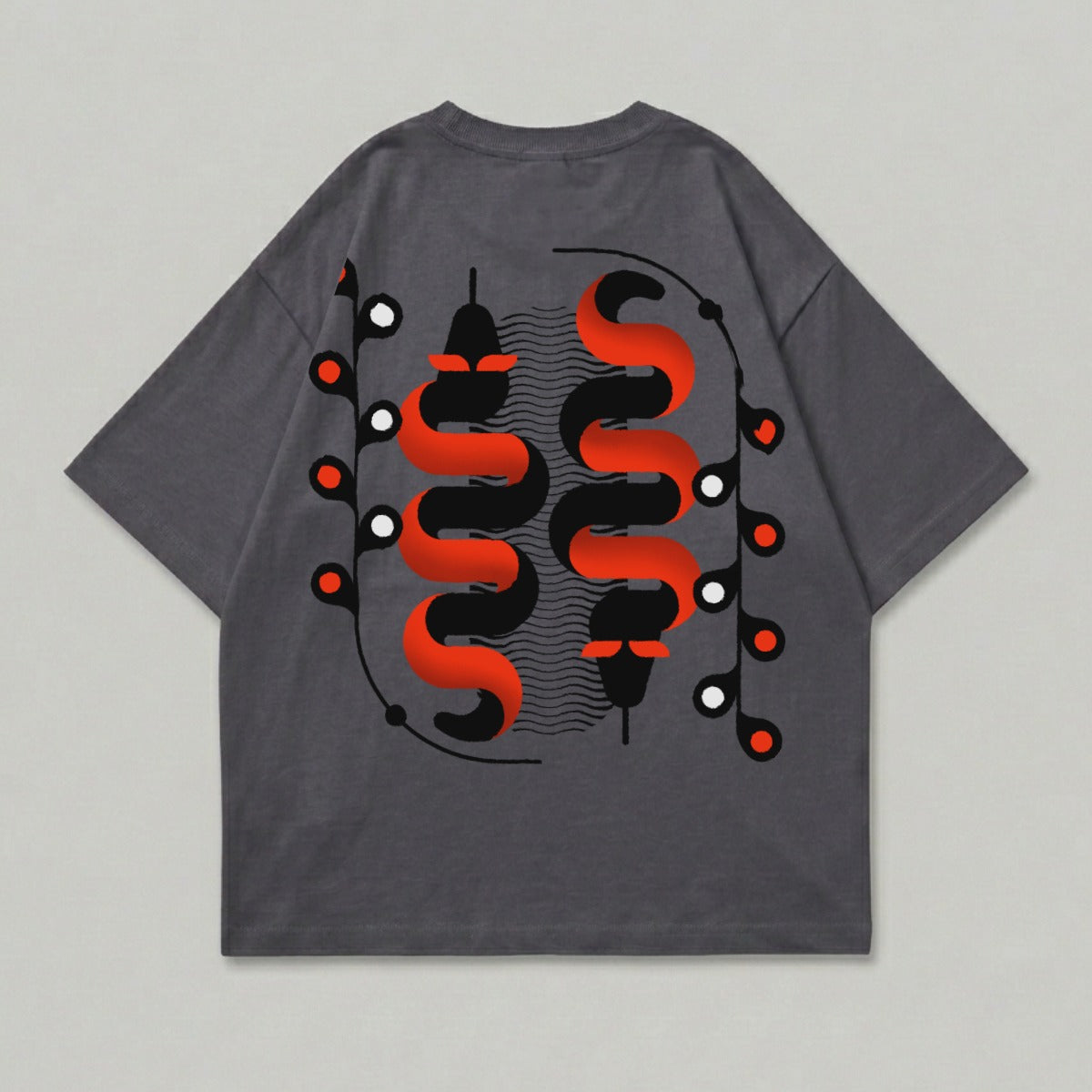 Red Black Coiling Snakes Abstract Design T-Shirt product type