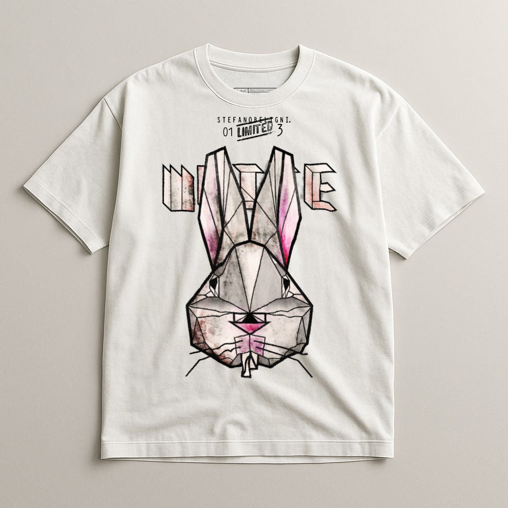 Limited Edition Graphic Bunny Tee with Geometric Design