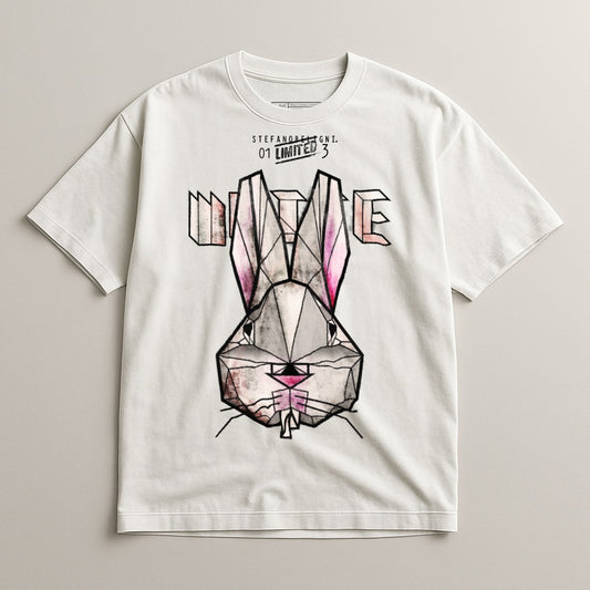 Limited Edition Graphic Bunny Tee with Geometric Design