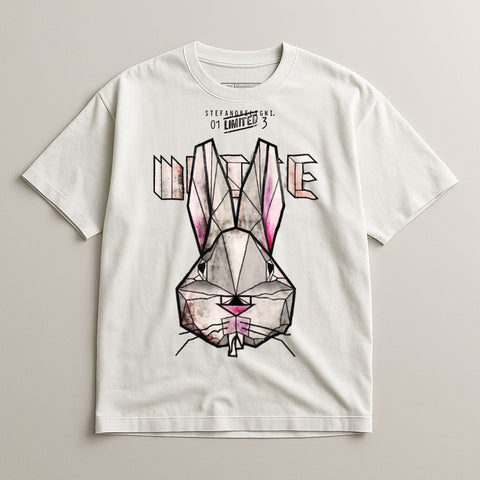 Limited Edition Graphic Bunny Tee with Geometric Design
