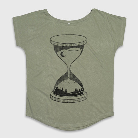 Hourglass Design with Moon and Forest Graphic Shirt
