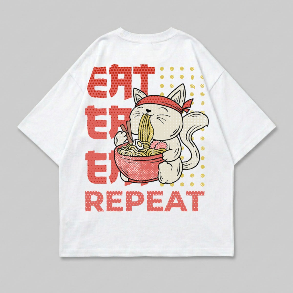Hungry Cat Eating Ramen Eat Repeat Graphic Design product type