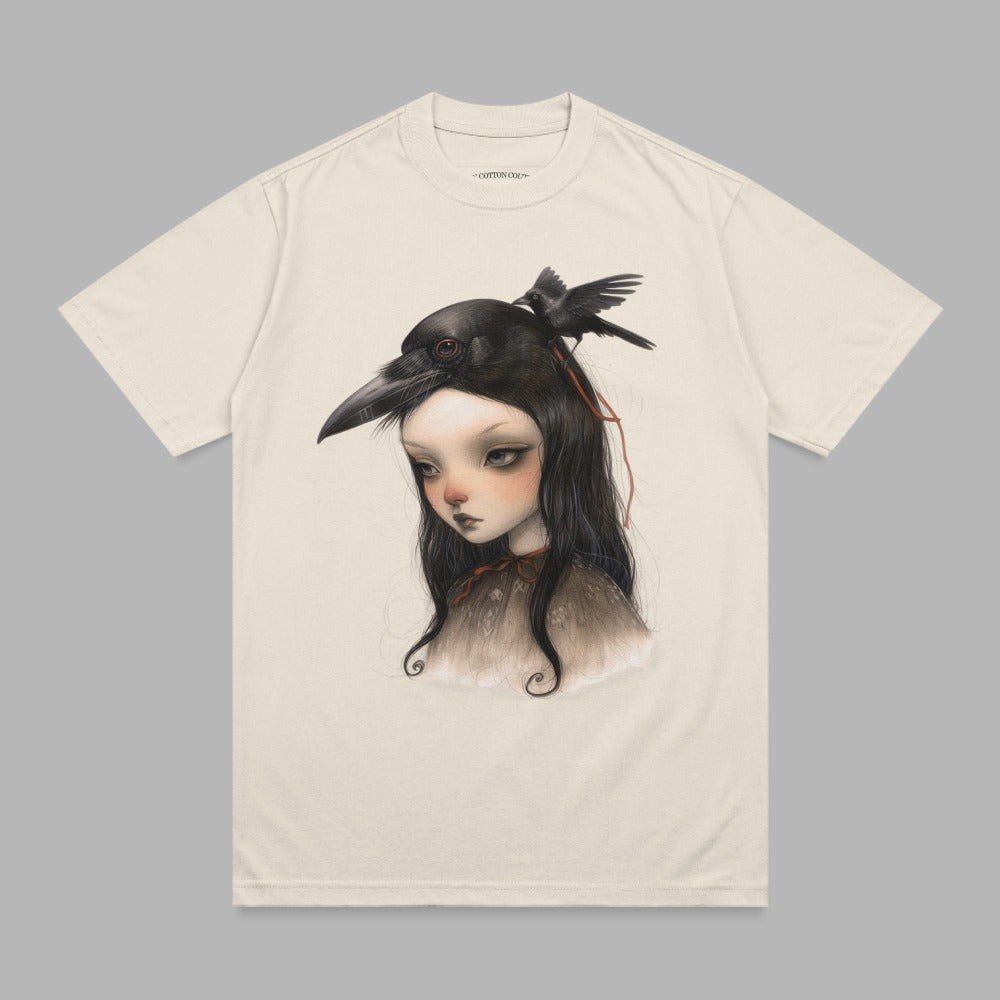 Mystical Girl Raven Crown Dark Bird Accent T-Shirt product type