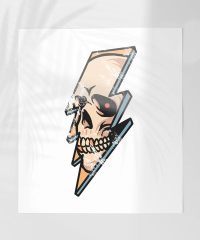 Skull and Lightning Bolt Graphic Art Print Poster