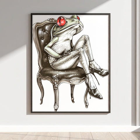 Frog with Red Eyed Sitting on Chair Art Print