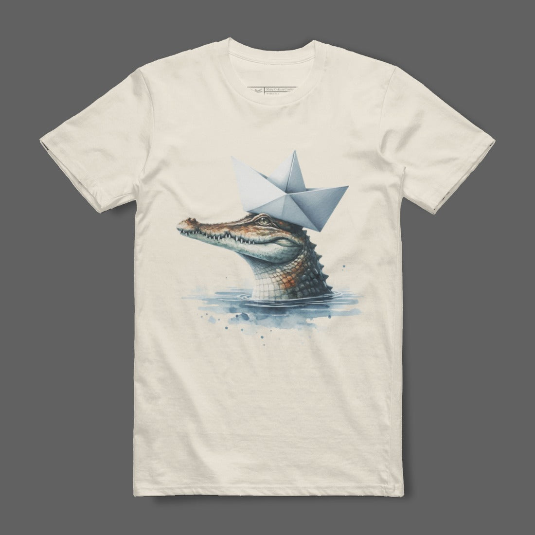 Alligator with Paper Hat Print Casual T-shirt