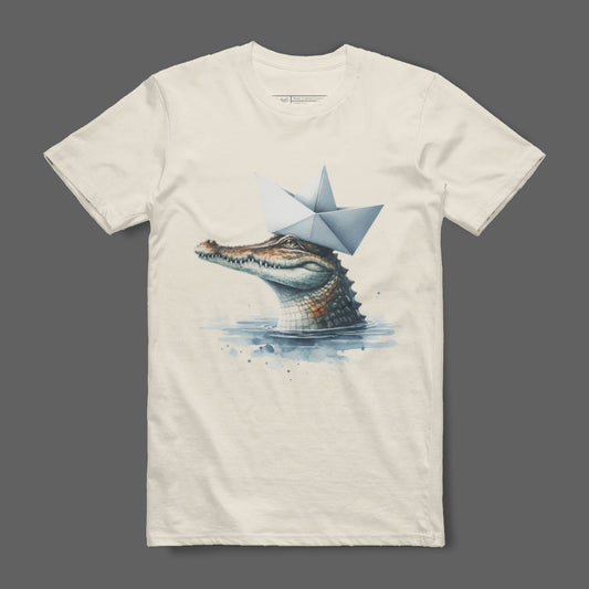 Alligator with Paper Hat Print Casual T-shirt