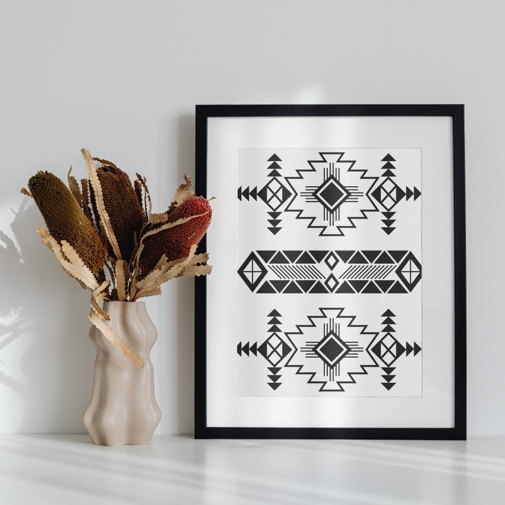 Geometric Black and White Wall Art Print Decor