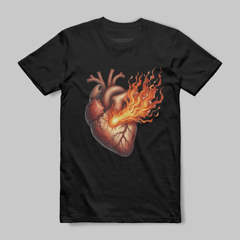 Flaming Heart Graphic Black T-shirt Product