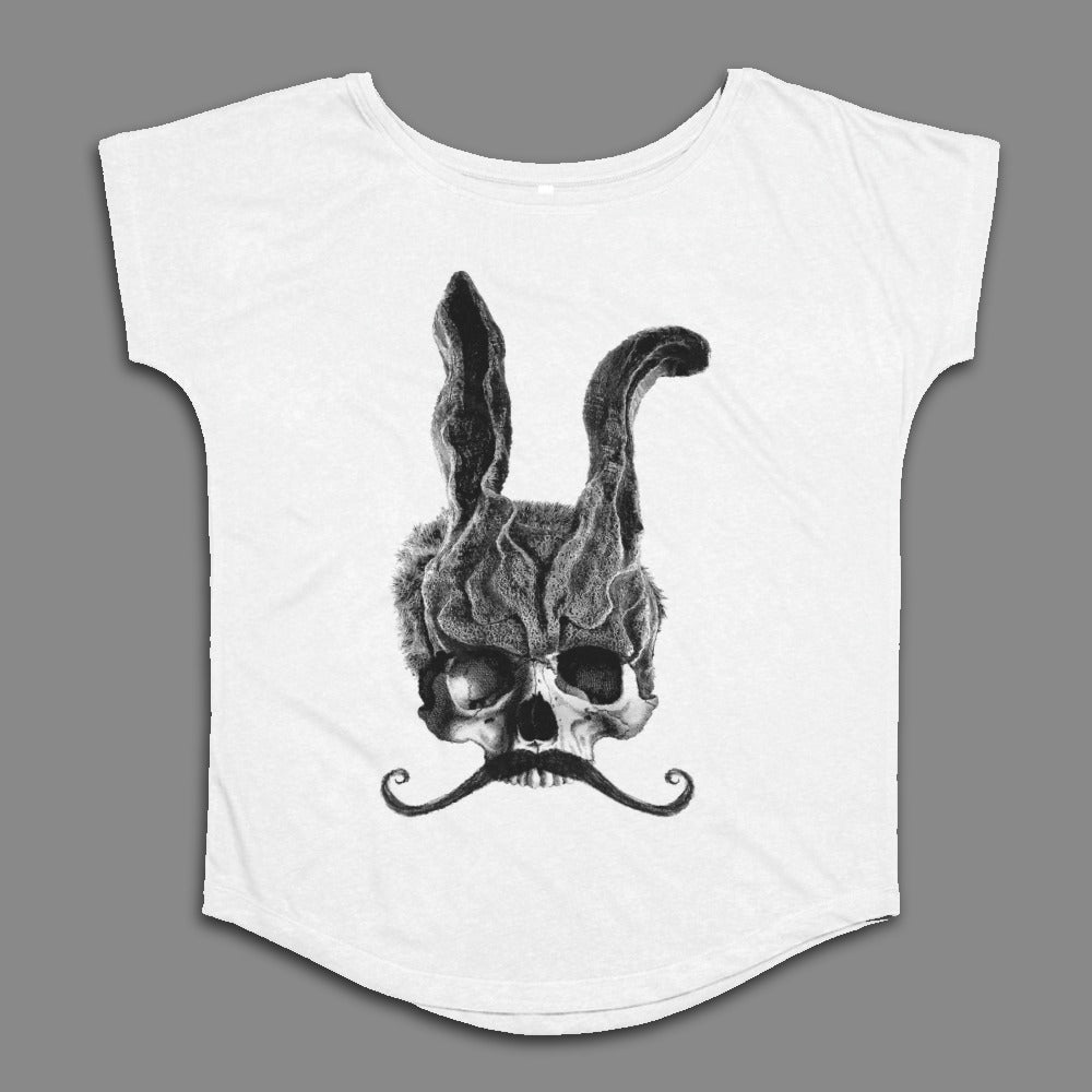 Skull with Bunny Ears and Mustache Graphic T-Shirt