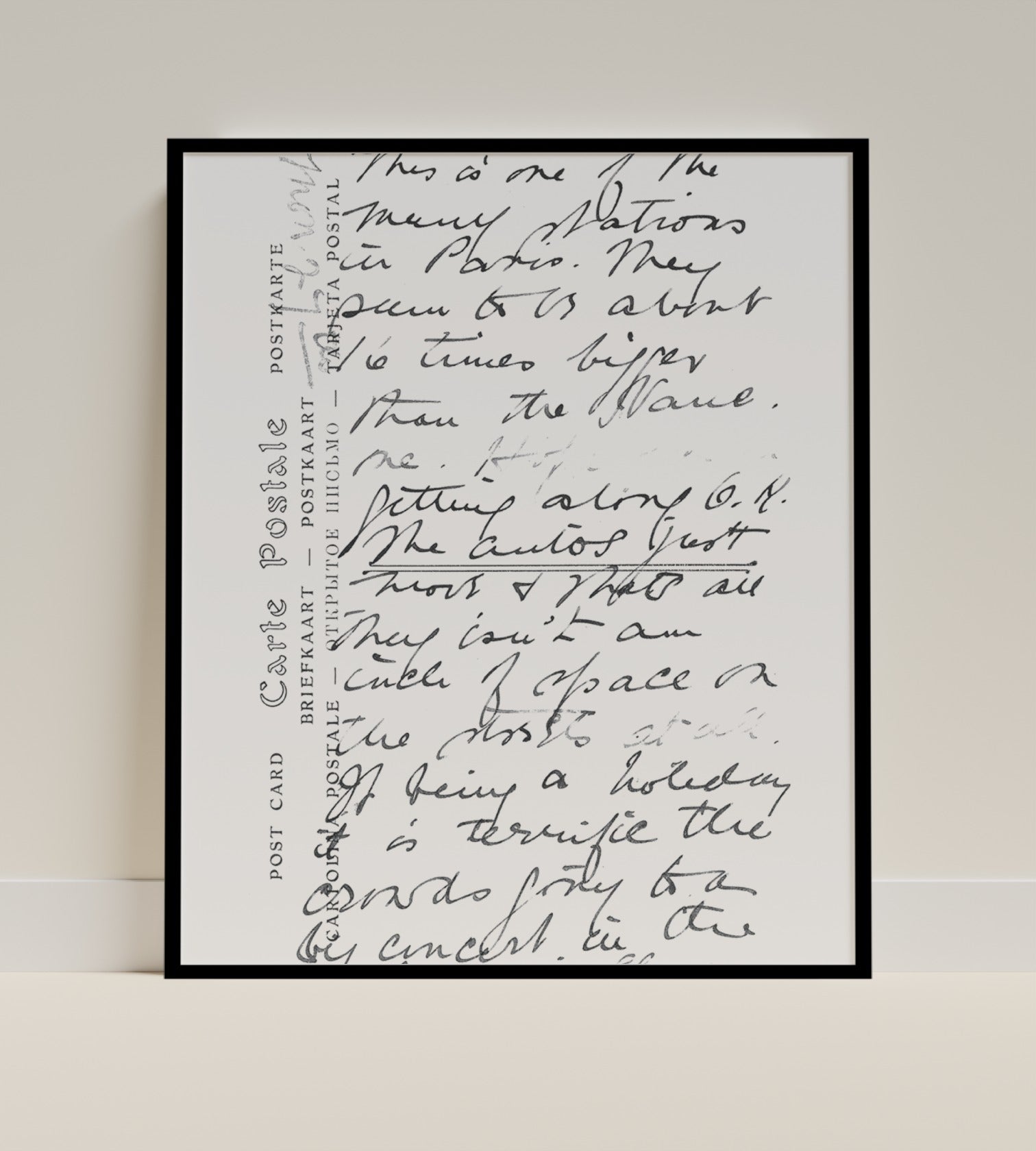 Vintage French Handwritten Postcard Art Print Product