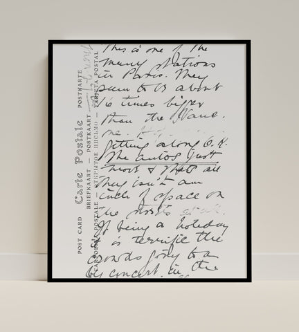 Vintage French Handwritten Postcard Art Print Product