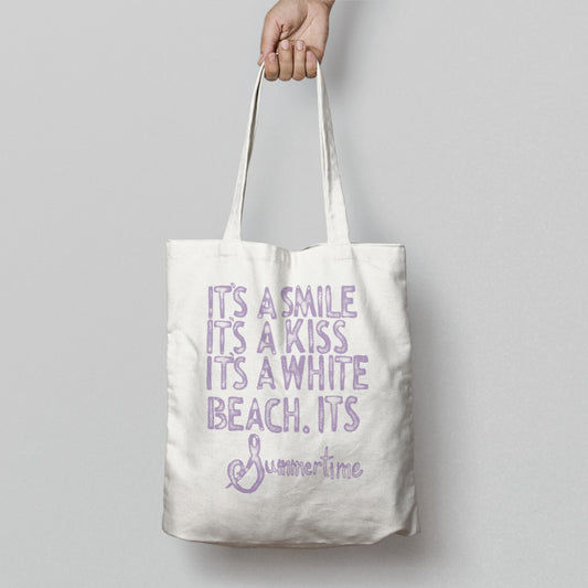 It's a Smile It's a Kiss It's a White Beach Tote Bag
