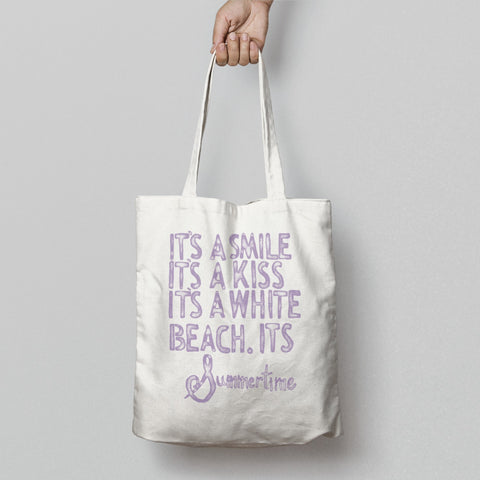 It's a Smile It's a Kiss It's a White Beach Tote Bag