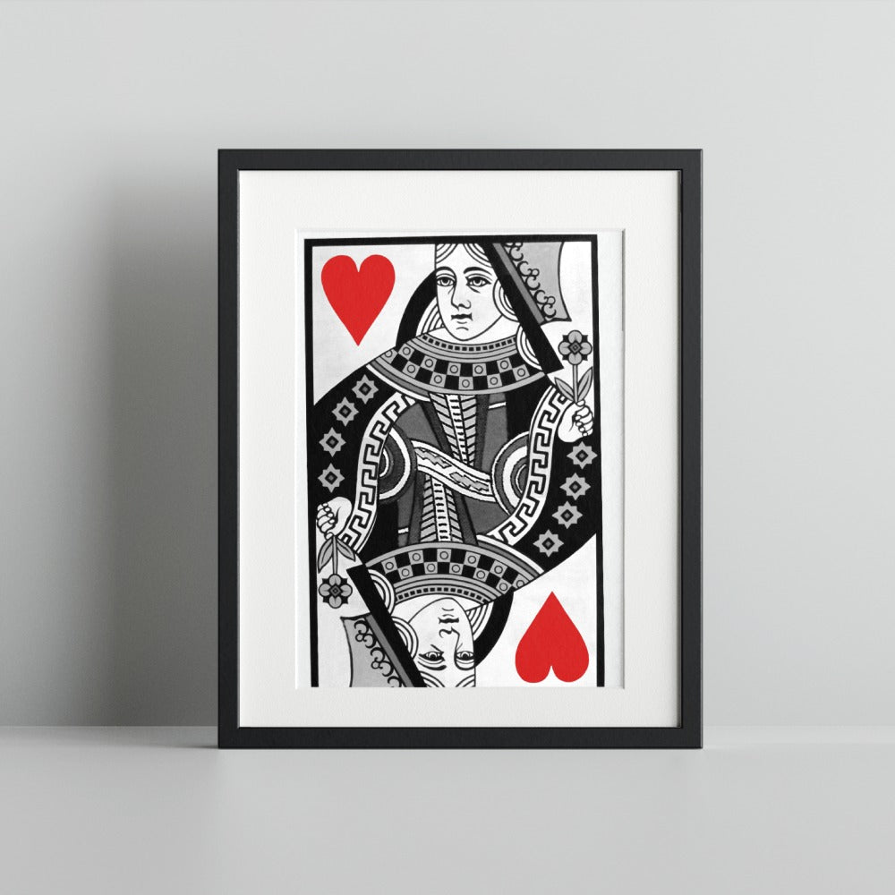 Queen of Hearts Playing Card Framed Art Print