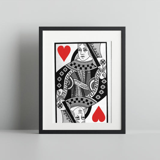 Queen of Hearts Playing Card Framed Art Print