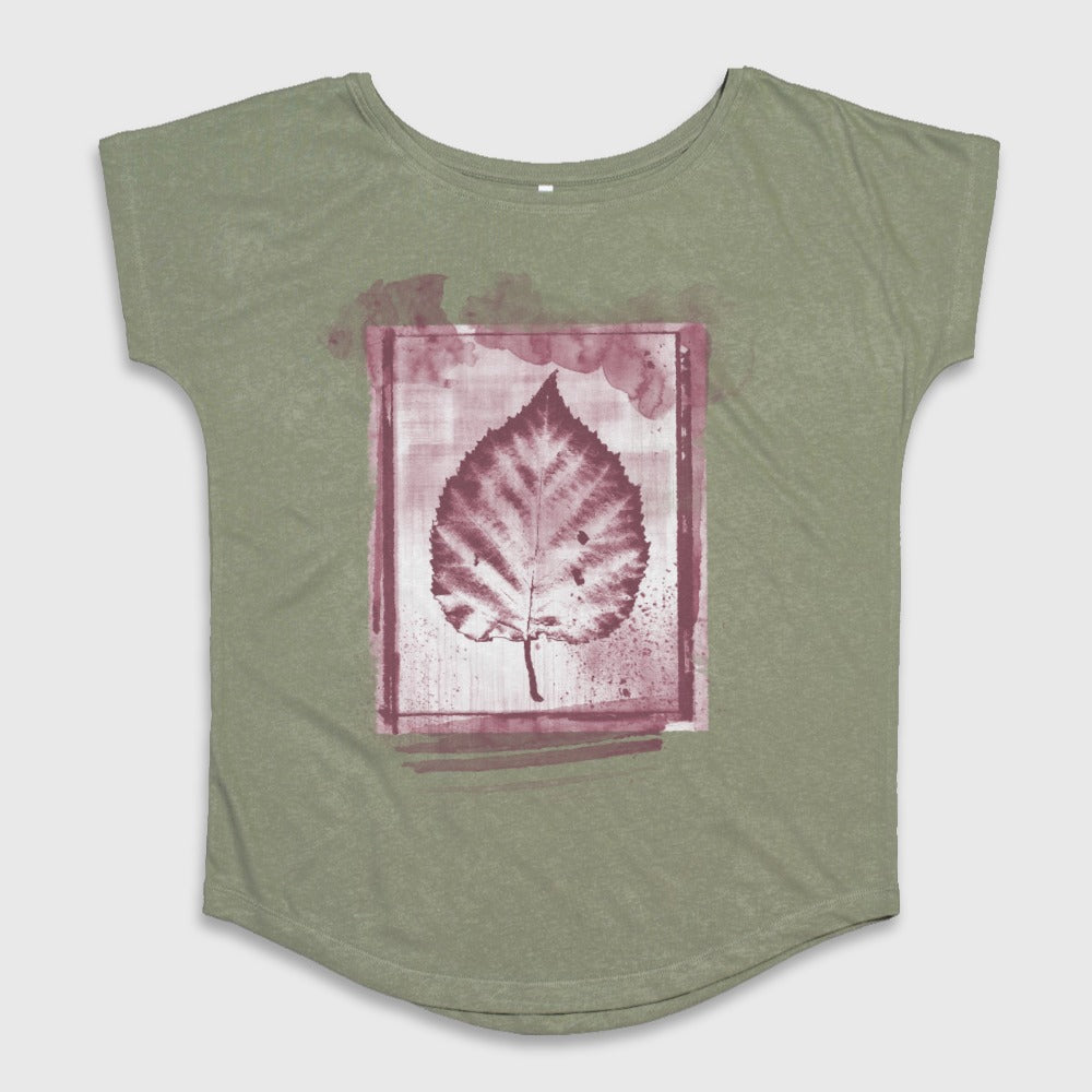 Leaf Print Short Sleeve T-Shirt for Women
