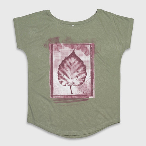 Leaf Print Short Sleeve T-Shirt for Women