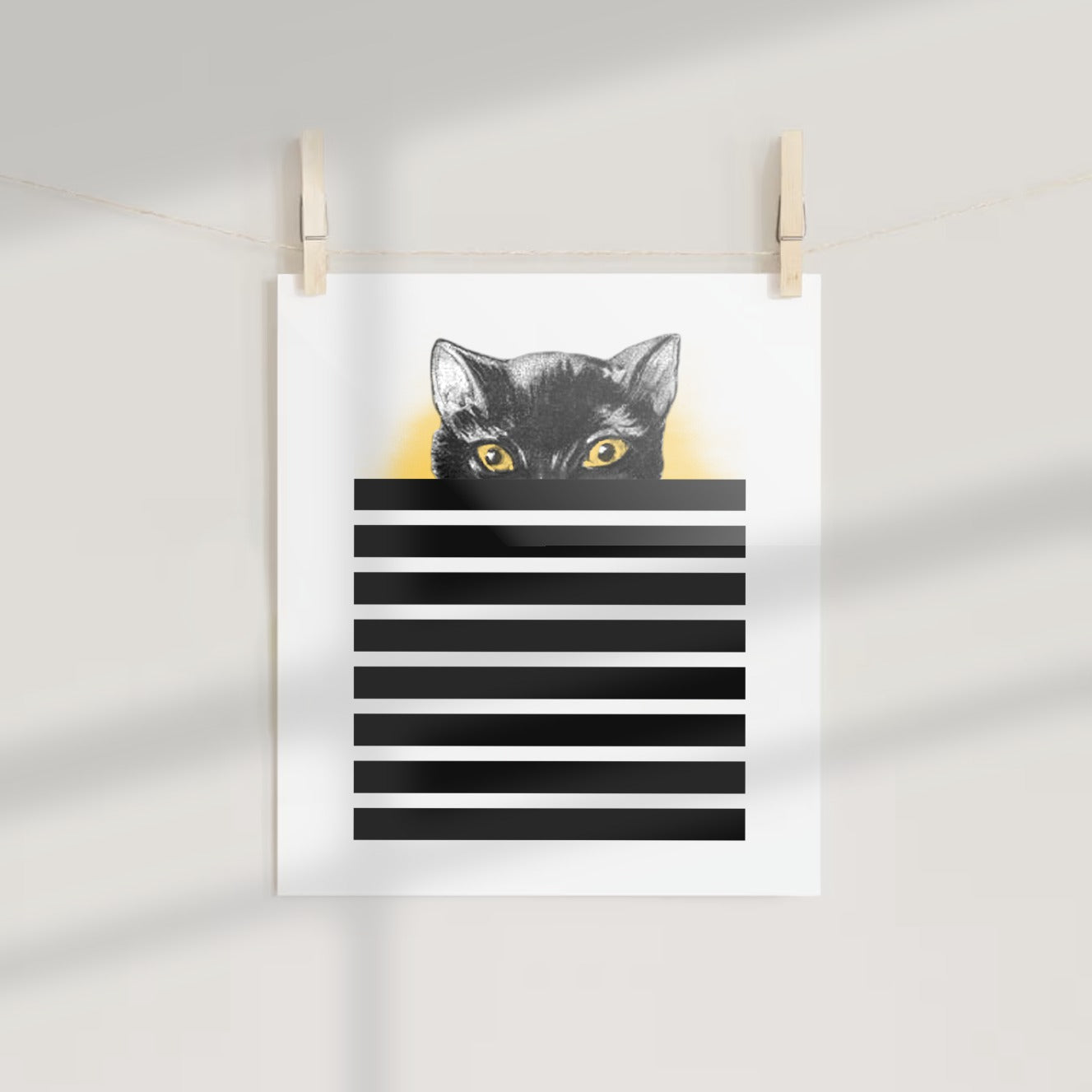 Black Cat with Yellow Eyes Wall Hanging Poster