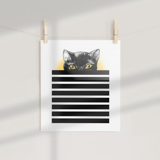 Black Cat with Yellow Eyes Wall Hanging Poster
