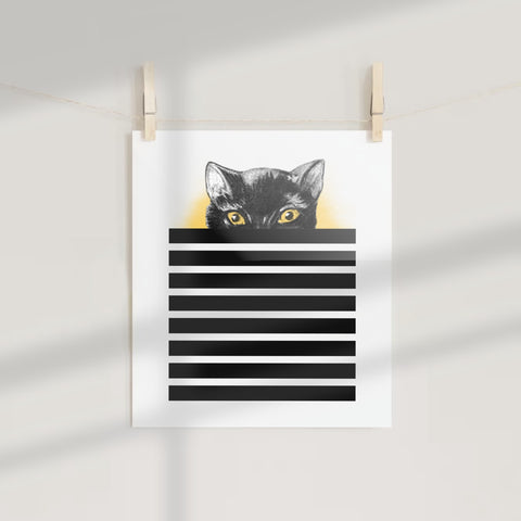 Black Cat with Yellow Eyes Wall Hanging Poster
