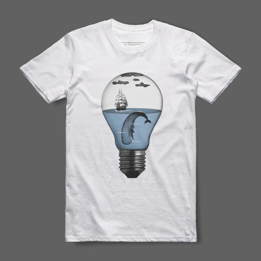Unique Graphic Lightbulb Themed T-Shirt Design
