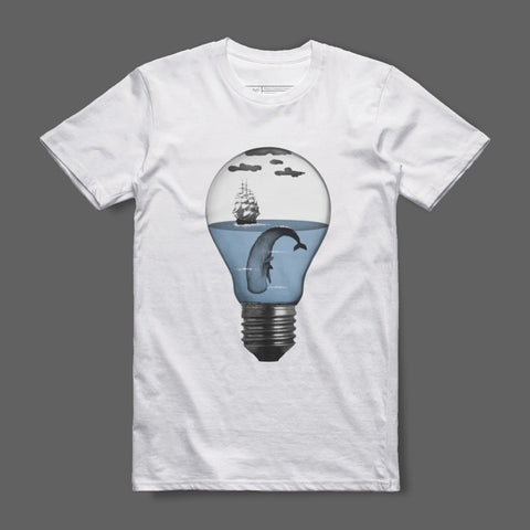 Unique Graphic Lightbulb Themed T-Shirt Design