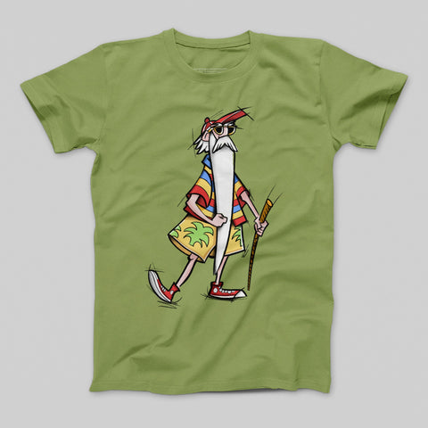 Walking Cane Wizard Graphic Art Green T-Shirt Product