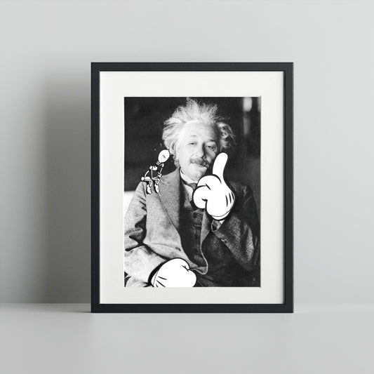 Quirky Einstein Art Print with Cartoon Elements