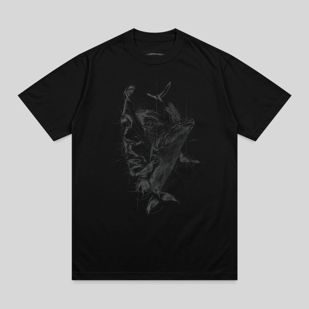 Dark Abstract Face Whale Art Fusion Line Style product type