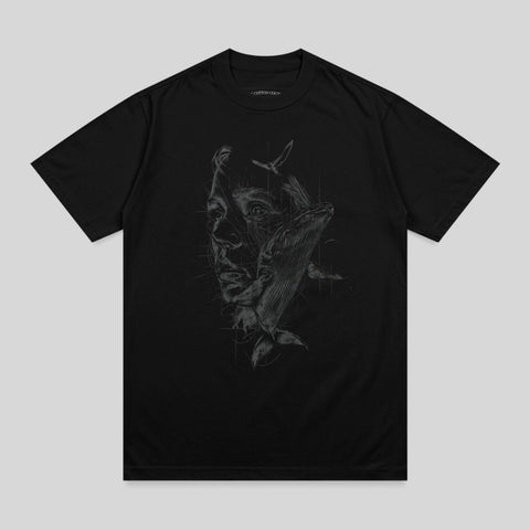 Dark Abstract Face Whale Art Fusion Line Style product type