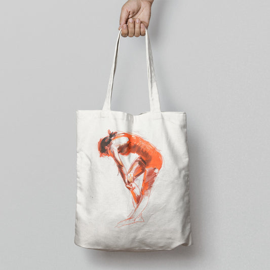 Hand-Drawn Figure Design Tote Bag Artistic Canvas