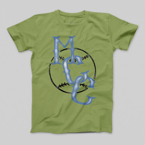Stylish Green T-shirt with Artistic MC Design Print