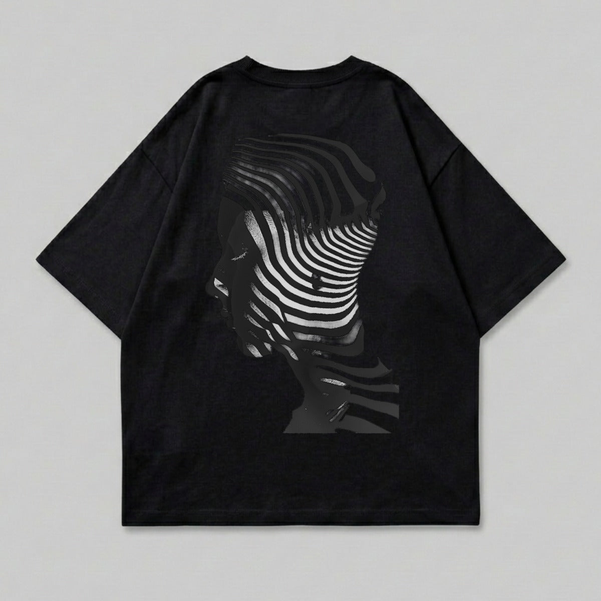 Black Abstract Striped Face Design Graphic T-Shirt product type