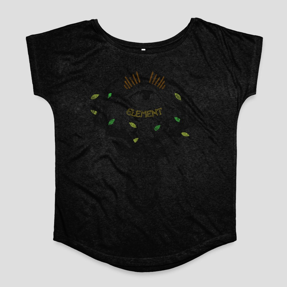 Element Eye Design with Leaves Black T-shirt