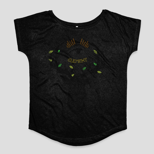 Element Eye Design with Leaves Black T-shirt