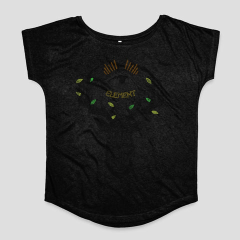Element Eye Design with Leaves Black T-shirt