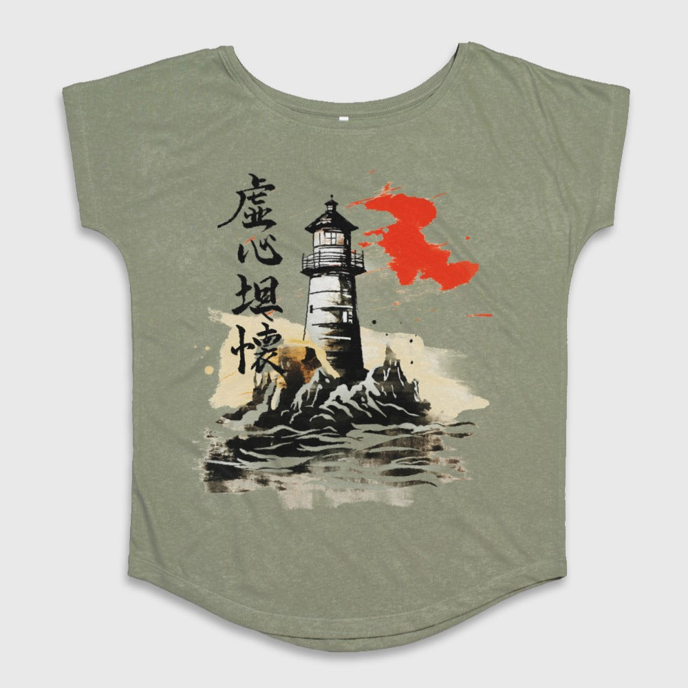 Japanese Lighthouse Art with Kanji Women's Top