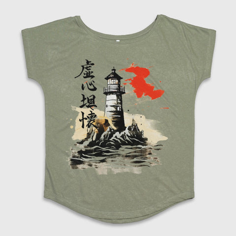 Japanese Lighthouse Art with Kanji Women's Top