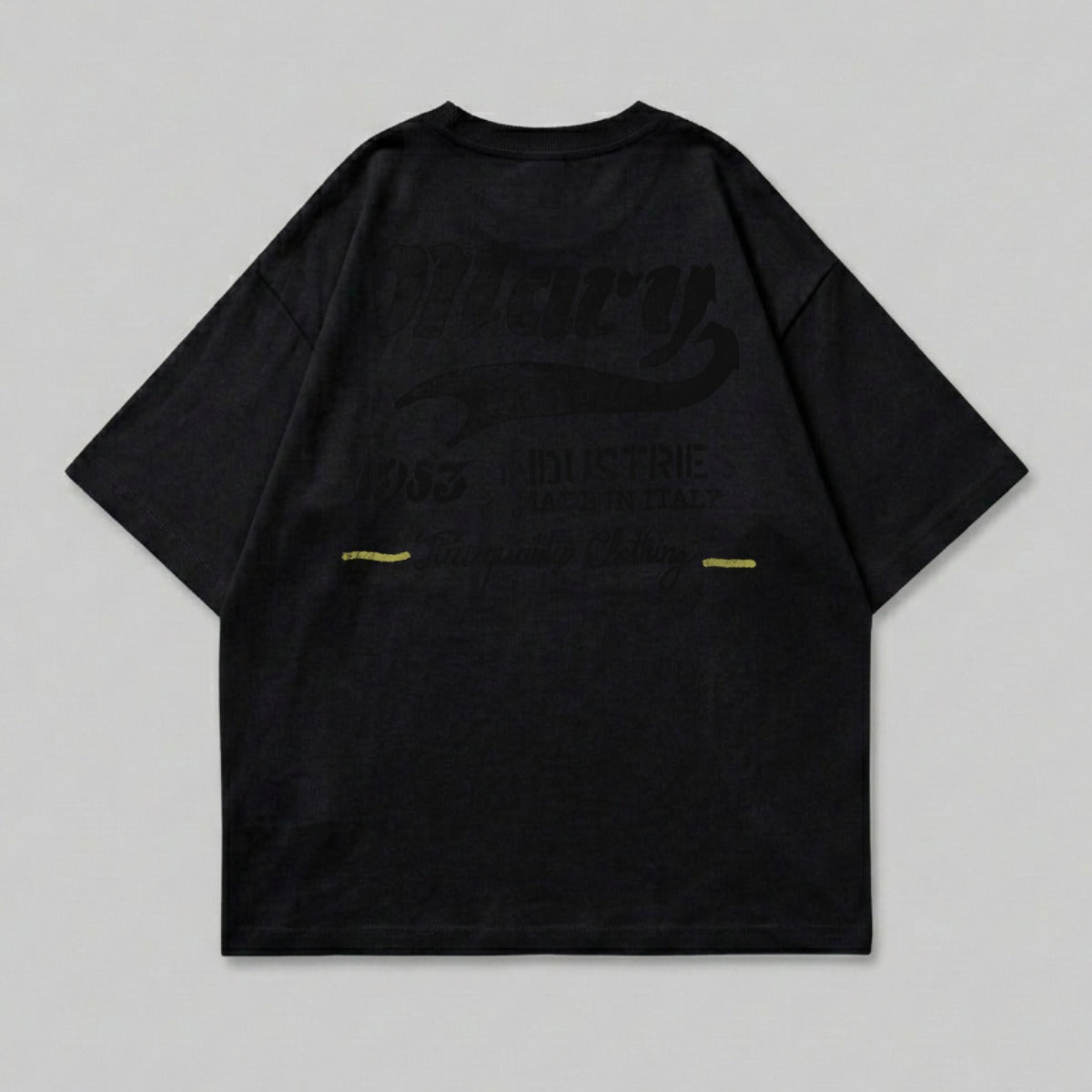 Black t-shirt with "Dilary Industrie" and "Made in Italy" text.