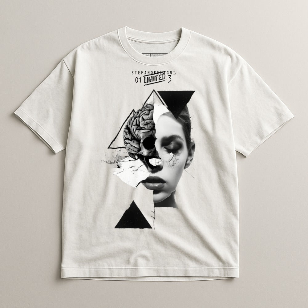 Unique Artistic Graphic T-Shirt with Bold Face Design