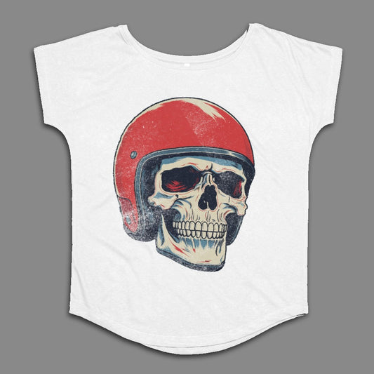 Vintage Skull with Red Helmet Graphic Tee Product