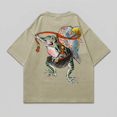 Japanese Ukiyo-e Frog Carrying Pufferfish Art Design product type
