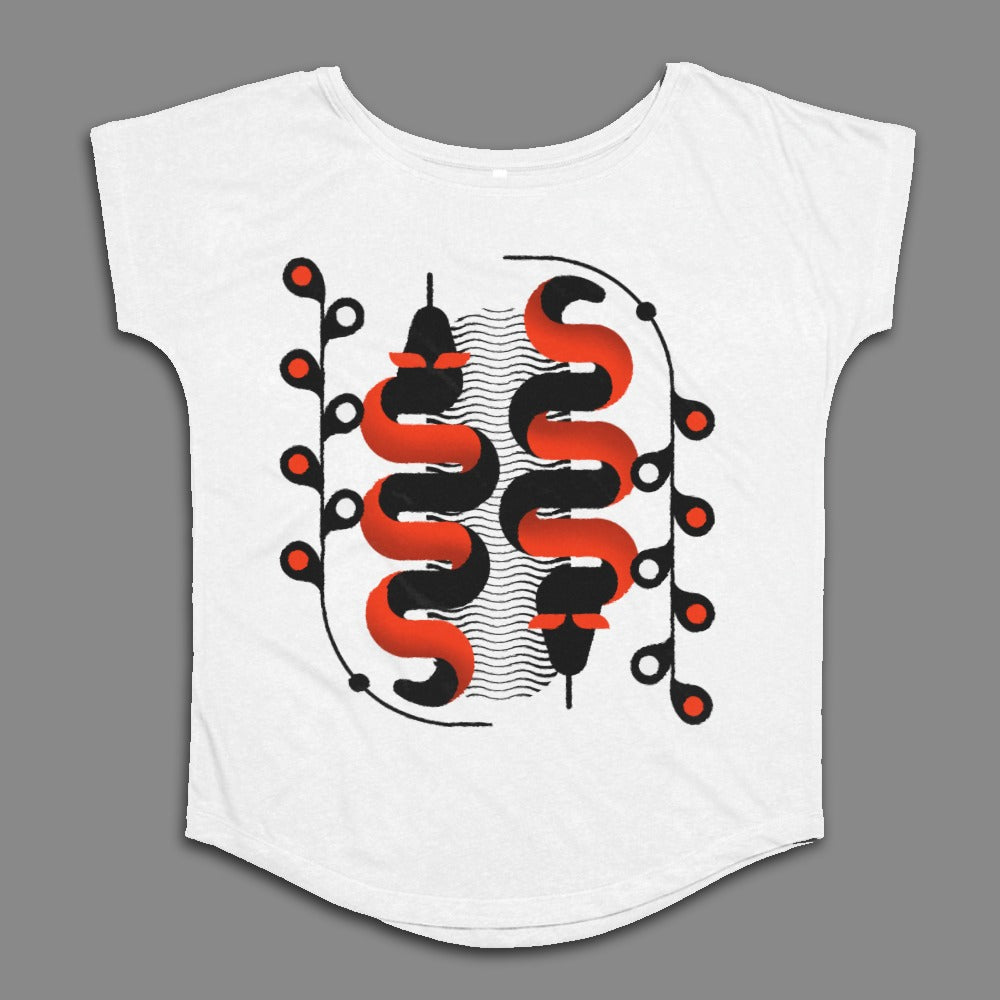 Abstract Red and Black Snake Women's T-Shirt
