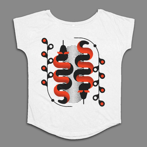 Abstract Red and Black Snake Women's T-Shirt