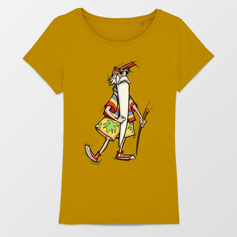 Cartoon Grandpa in Beach Attire Novelty T-shirt