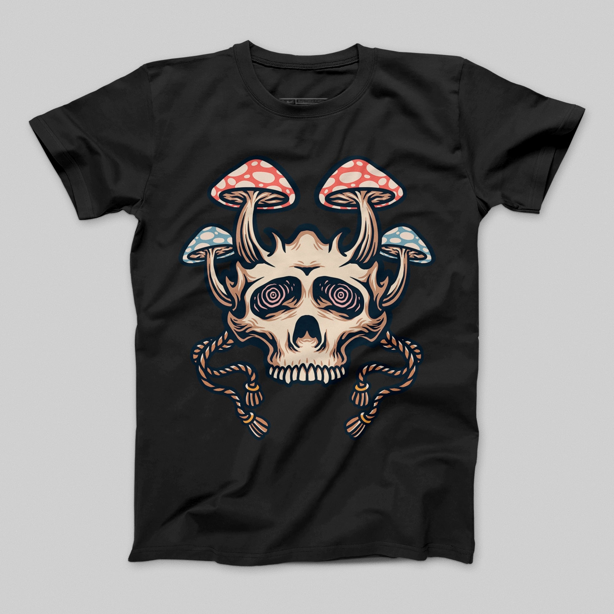 Mesmerizing Skull With Mushrooms Graphic T-Shirt