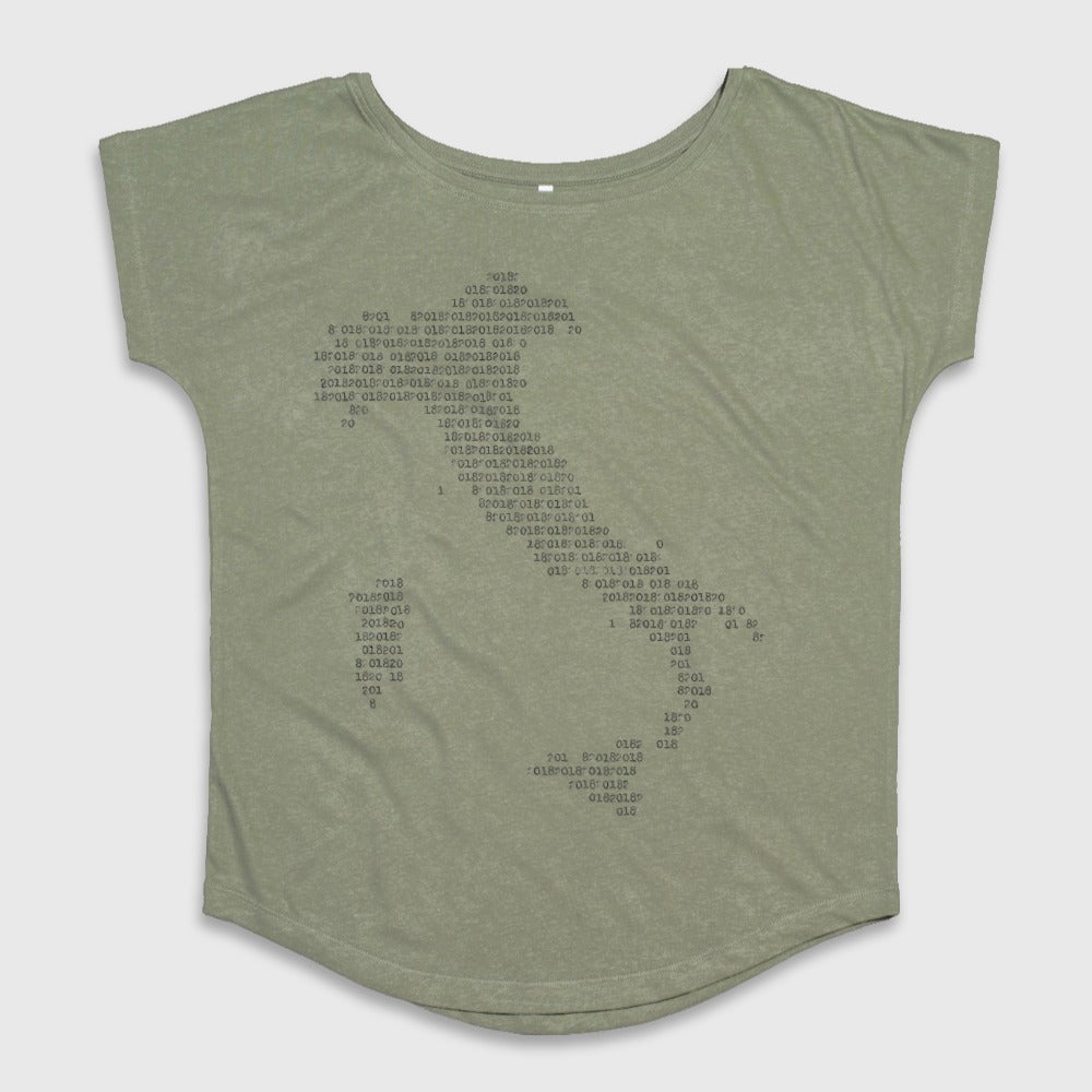 Olive Green Binary Code Text Print Shirt